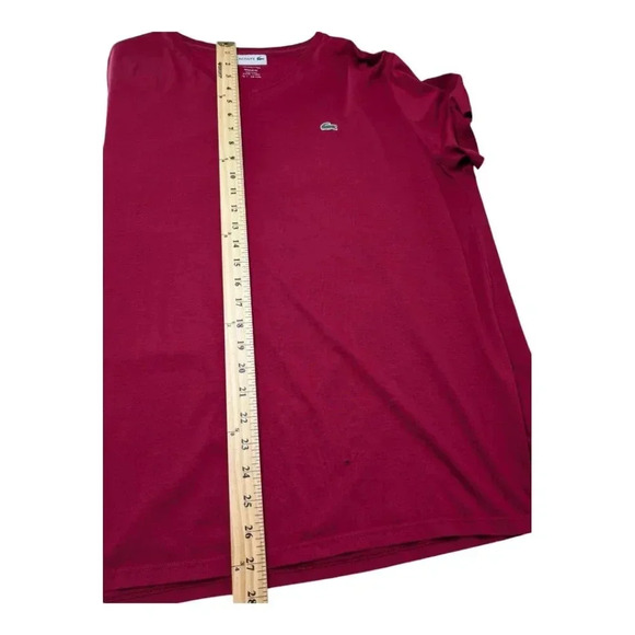 Lacoste Men's V-neck 100% Pima Cotton T-Shirt Bordeaux Embroidered Logo Size XXL - Picture 11 of 14